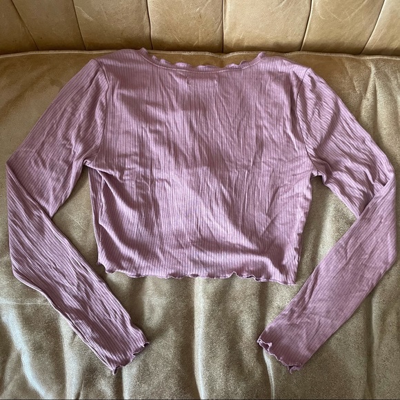 MAUVE TIE CROPPED CARDIGAN STYLED TOP - Picture 9 of 13